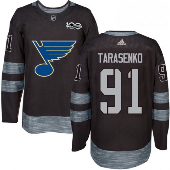 Mens Adidas St Louis Blues 91 Vladimir Tarasenko Authentic Black 1917 2017 100th Anniversary NHL Jer