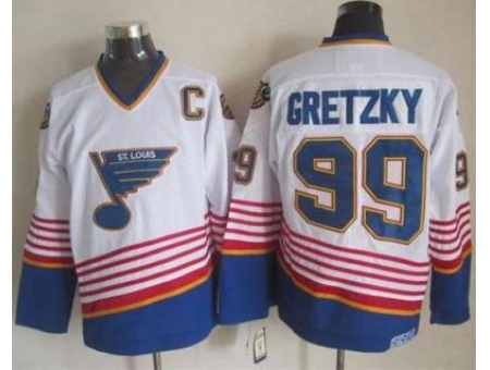 St. Louis Blues #99 Wayne Gretzky White CCM Throwback Stitched NHL Jersey