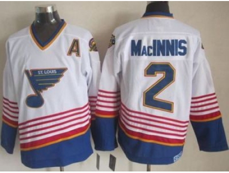 St. Louis Blues #2 Al MacInnis White Light Blue CCM Throwback Stitched NHL Jersey