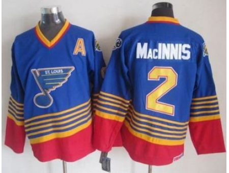 St. Louis Blues #2 Al MacInnis Light Blue Red CCM Throwback Stitched NHL Jersey