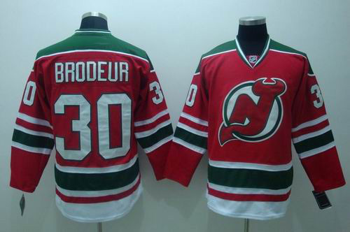 New Jersey Devils #30 Brodeur Red green 3RD Hockey Jersey