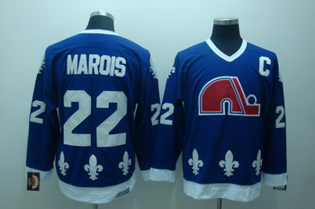 Quebec Nordiques 22 marois blue jerseys C patch