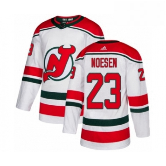 Mens Adidas New Jersey Devils 23 Stefan Noesen Authentic White Alternate NHL Jersey