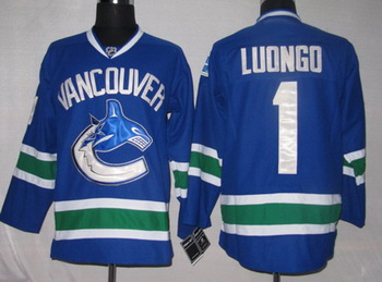 Hockey Jerseys Vancouver Canucks 1 Roberto Luongo BLUE