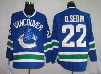 Hockey Jerseys Vancouver Canucks 22 D.SEDIN blue