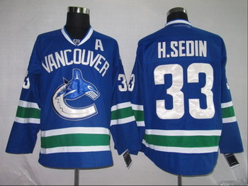 Hockey Jerseys Vancouver Canucks 33 H.SEDIN blue