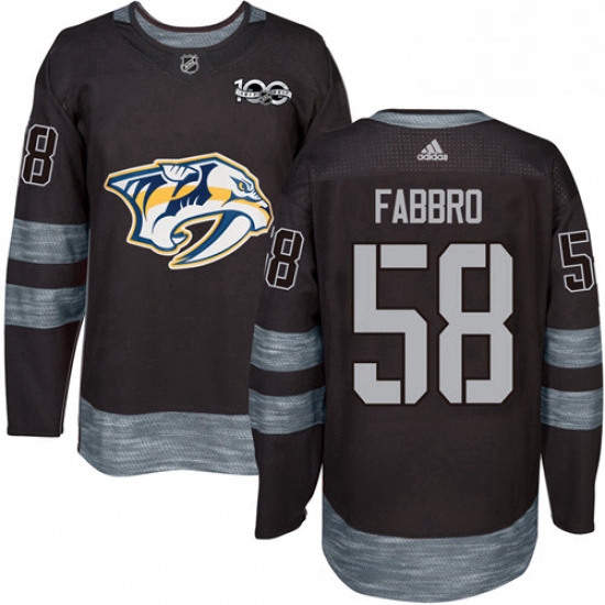 Mens Adidas Nashville Predators 58 Dante Fabbro Authentic Black 1917 2017 100th Anniversary NHL Jers