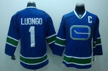 Vancouver Canucks 1 R.Luongo navy blue 3rd jerseys C patch