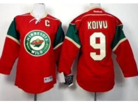 Youth Minnesota Wild 9 Mikko Koivu Red NHL Jerseys