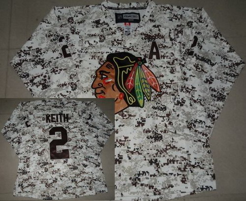 Chicago Blackhawks 2 Duncan Keith White Camo NHL Jerseys