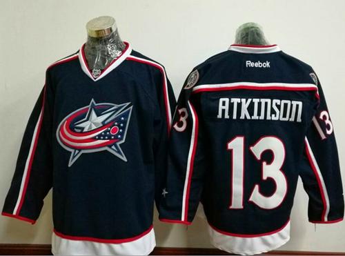 Blue Jackets #13 Cam Atkinson Navy Blue Home Stitched NHL Jersey