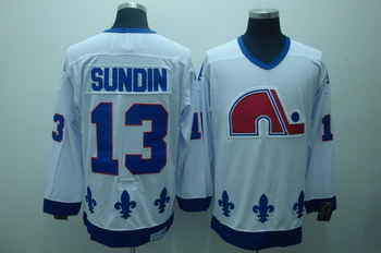 Quebec Nordiques 13 Sundin White Jerseys CCM