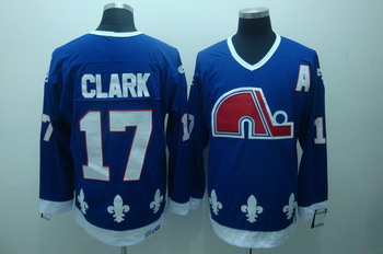 Quebec Nordiques 17 Clark Blue Jerseys CCM