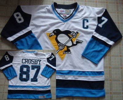 Pittsburgh Penguins 87 Sidney Crosby White CCM Throwback NHL Jerseys