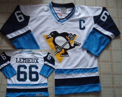 Pittsburgh Penguins #66 Mario Lemieux White CCM Throwback NHL Je
