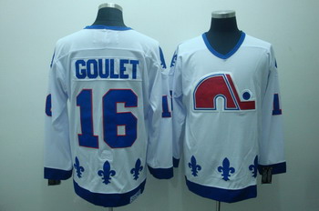 Quebec Nordiques 16 Goulet White Jerseys CCM