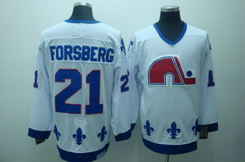 Quebec Nordiques 21 Forsberg White Jerseys CCM