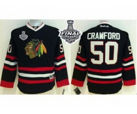 youth nhl jerseys chicago blackhawks #50 crawford black[2015 stanley cup]