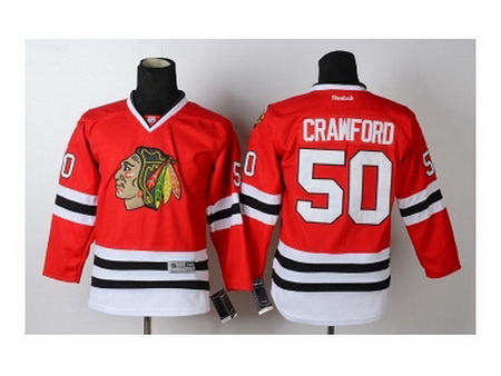 Youth nhl jerseys chicago blackhawks #50 crawford red