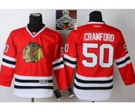 youth nhl jerseys chicago blackhawks #50 crawford red[2015 Stanley cup champions]