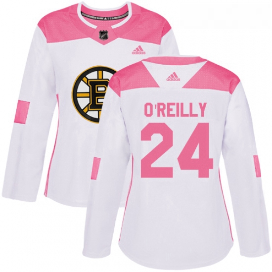 Womens Adidas Boston Bruins 24 Terry OReilly Authentic WhitePink Fashion NHL Jersey