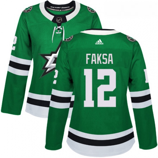 Womens Adidas Dallas Stars 12 Radek Faksa Premier Green Home NHL Jersey