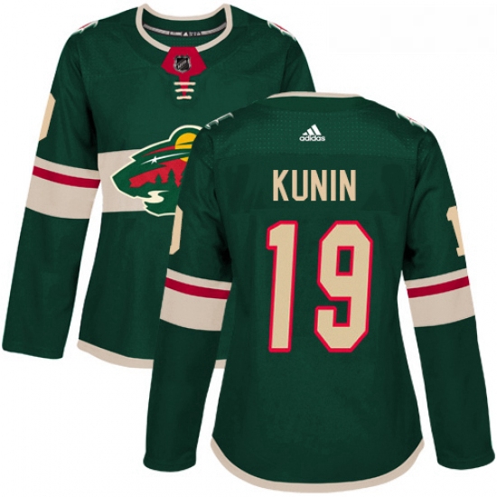 Womens Adidas Minnesota Wild 19 Luke Kunin Premier Green Home NHL Jersey