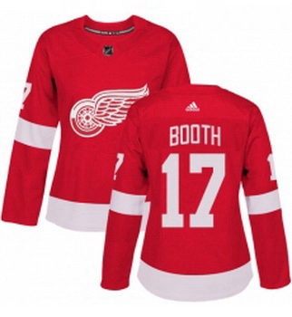 Womens Adidas Detroit Red Wings 17 David Booth Authentic Red Home NHL Jersey