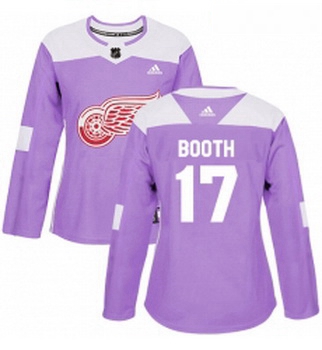 Womens Adidas Detroit Red Wings 17 David Booth Authentic Purple 
