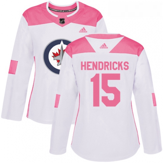 Womens Adidas Winnipeg Jets 15 Matt Hendricks Authentic WhitePink Fashion NHL Jersey