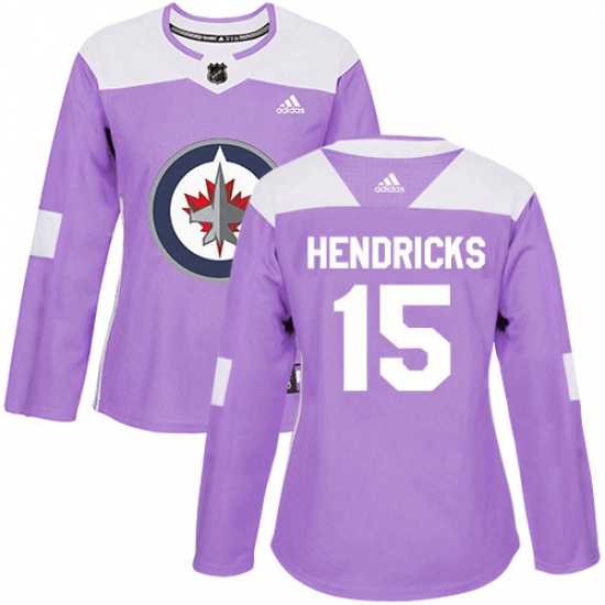 Womens Adidas Winnipeg Jets 15 Matt Hendricks Authentic Purple Fights Cancer Practice NHL Jersey