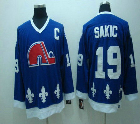 Quebec Nordiques 19 Sakic Blue Jerseys