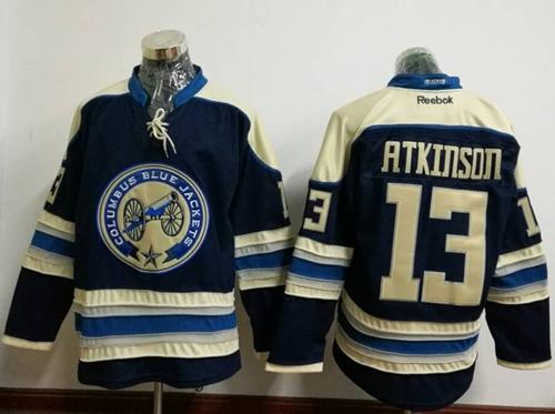 Blue Jackets #13 Cam Atkinson Navy Blue Alternate Stitched NHL Jersey