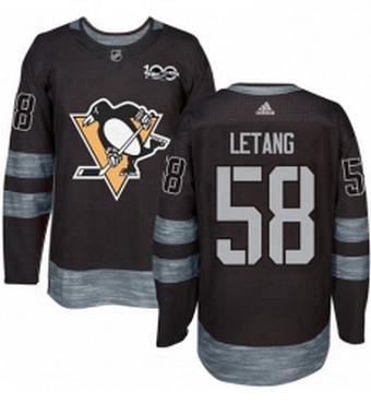 Mens Adidas Pittsburgh Penguins 58 Kris Letang Authentic Black 1917 2017 100th Anniversary NHL Jerse