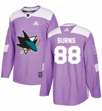 Mens Adidas San Jose Sharks 88 Brent Burns Authentic Purple Fights Cancer Practice NHL Jersey