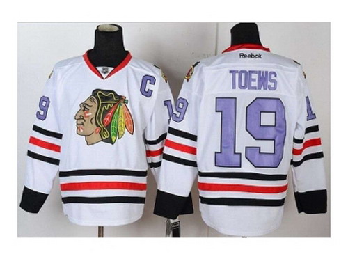 NHL Jerseys Chicago Blackhawks #19 Toews white[number purple][patch C]