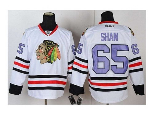 NHL Jerseys Chicago Blackhawks #65 Shaw white[number purple]