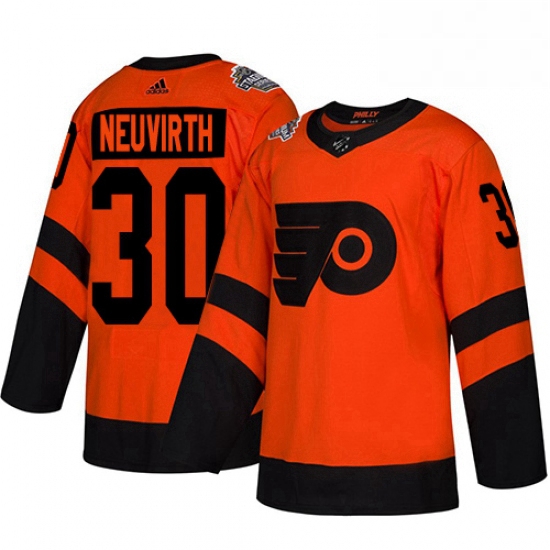 Mens Adidas Philadelphia Flyers 30 Michal Neuvirth Orange Authentic 2019 Stadium Series Stitched NHL