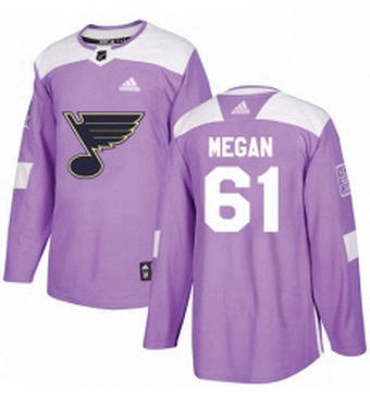 Mens Adidas St Louis Blues 61 Wade Megan Authentic Purple Fights Cancer Practice NHL Jersey