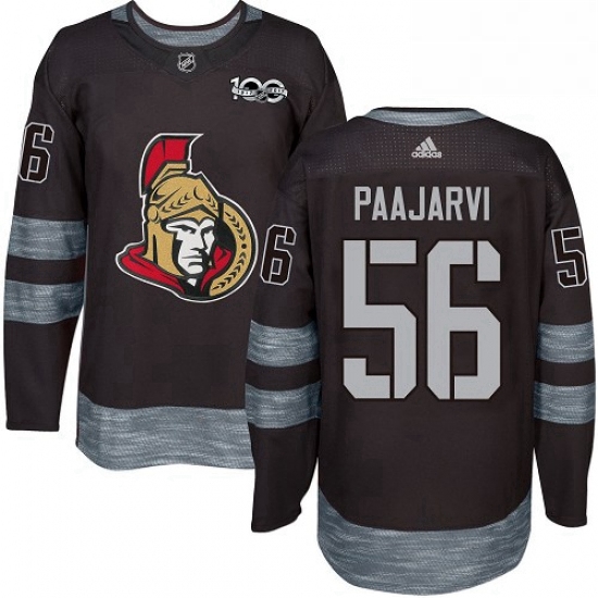 Mens Adidas Ottawa Senators 56 Magnus Paajarvi Authentic Black 1917 2017 100th Anniversary NHL Jerse