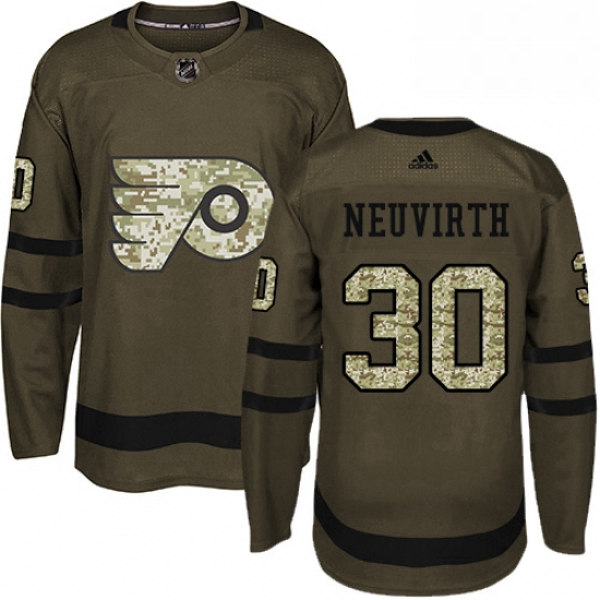 Mens Adidas Philadelphia Flyers 30 Michal Neuvirth Premier Green Salute to Service NHL Jersey