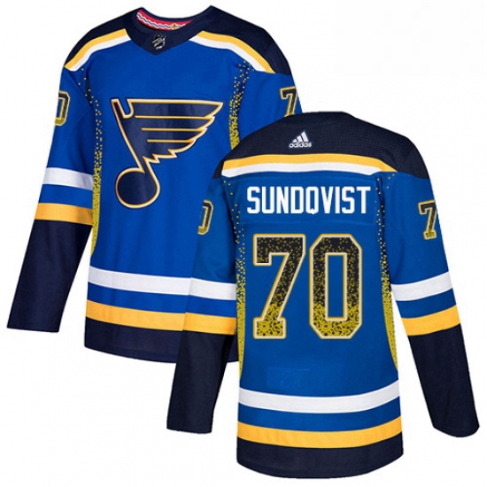 Mens Adidas St Louis Blues 70 Oskar Sundqvist Authentic Blue Dri