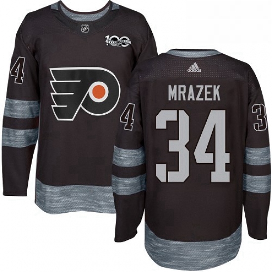 Mens Adidas Philadelphia Flyers 34 Petr Mrazek Premier Black 1917 2017 100th Anniversary NHL Jersey