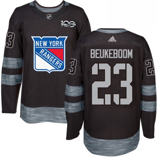 Mens Adidas New York Rangers 23 Jeff Beukeboom Authentic Black 1917 2017 100th Anniversary NHL Jerse