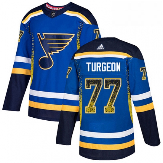 Mens Adidas St Louis Blues 77 Pierre Turgeon Authentic Blue Drif