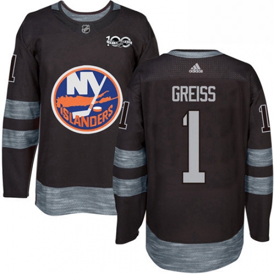 Mens Adidas New York Islanders 1 Thomas Greiss Premier Black 1917 2017 100th Anniversary NHL Jersey