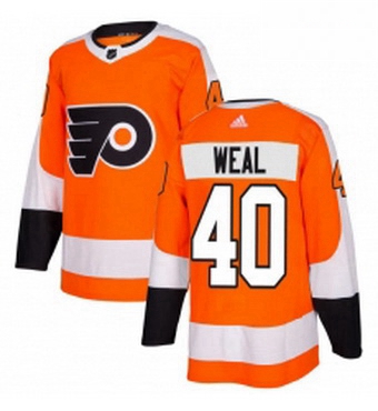 Mens Adidas Philadelphia Flyers 40 Jordan Weal Authentic Orange Home NHL Jersey