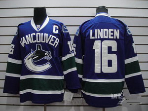 Vancouver Canucks 16 Trevor Linden With C Patch Home Blue Hockey Jersey