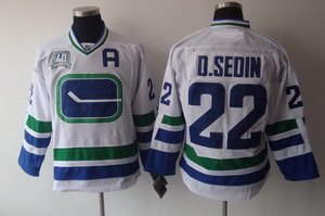 Vancouver Canucks 22 D.Sedin white 40th style Hockey jerseys