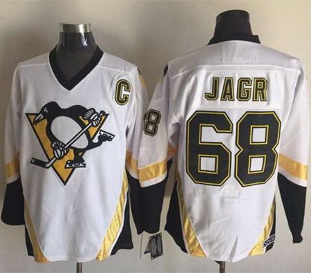 Penguins  #68 Jaromir Jagr White CCM Throwback Stitched NHL Jersey